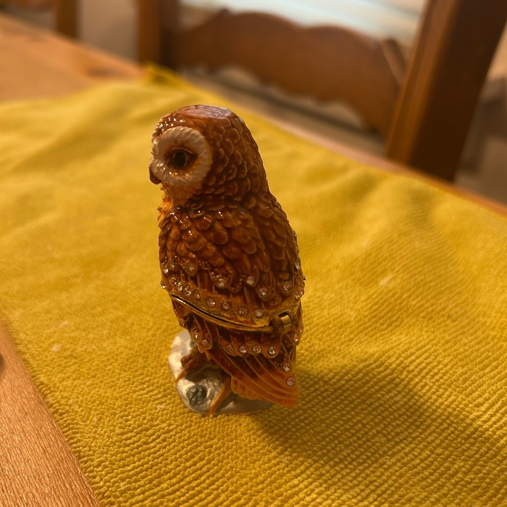 Jere Luxury Giftware Bejeweled MR WHOO Barn Owl Trinket Box - Picture 3 of 9